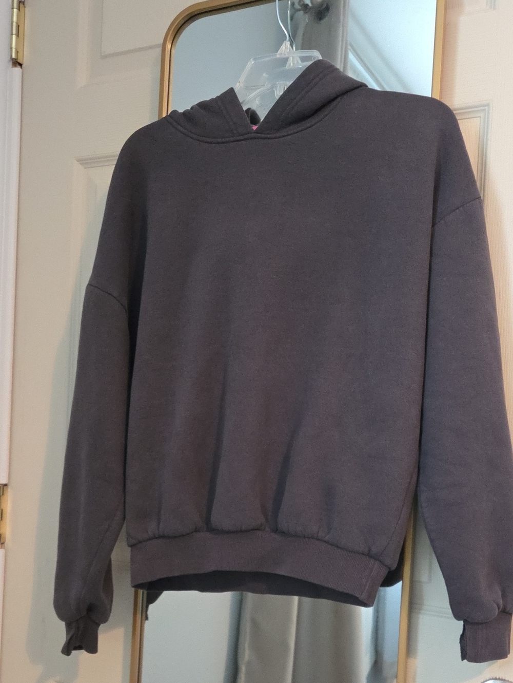 Edikted Charcoal Hoodie with Light Pink Sleeve Script Accents-XS - Picture 7 of 8
